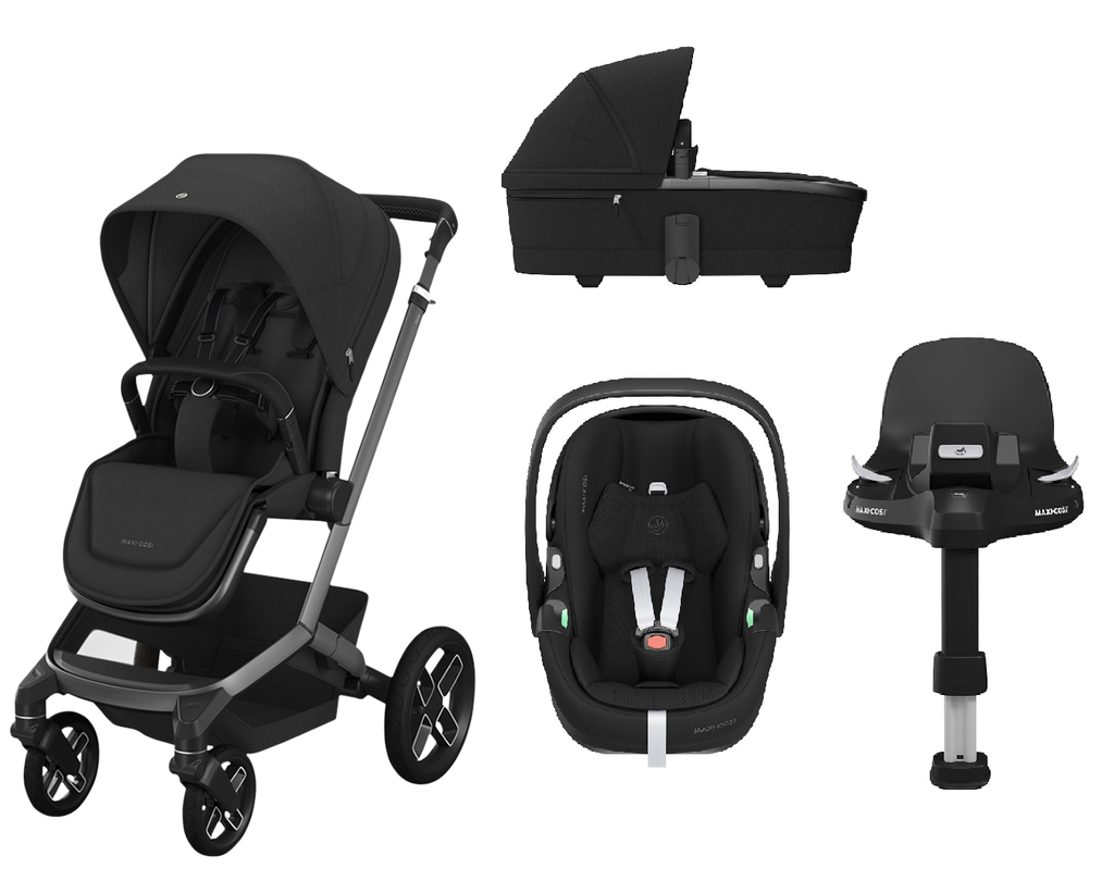 Maxi-Cosi 5-in-1 Kinderwagen Fame Twillic Black (inclusief draagbare autostoel + basis) 