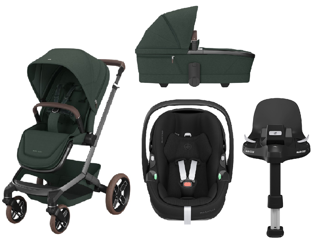 Maxi-Cosi 5-in-1 Kinderwagen Fame Twillic Green (inclusief draagbare autostoel Black + basis) 