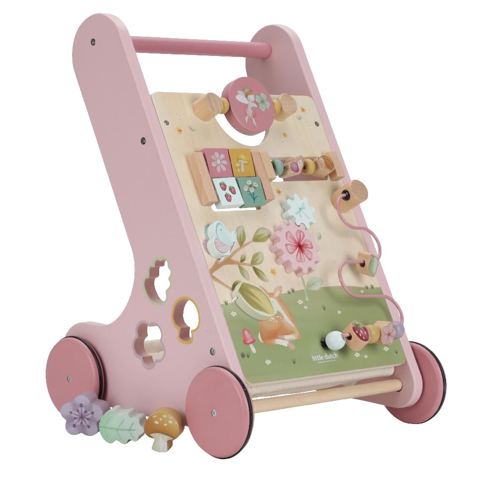 Little Dutch Porteur-pousseur en bois Fairy Garden rose