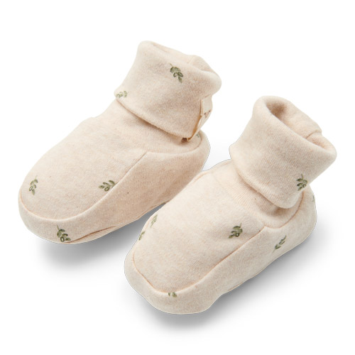 Little Dutch Pantoffeltjes Little Farm Green leaves Sand Beige maat 44/56