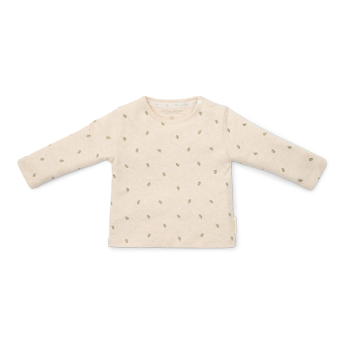 Little Dutch T-shirt met lange mouwen Little Farm Green leaves Sand