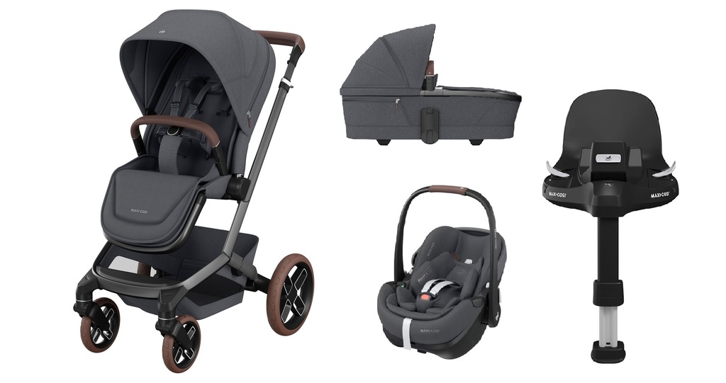 Maxi-Cosi 5-in-1 Kinderwagen Fame Twillic Graphite (inclusief draagbare autostoel Twillic Graphite en basis)