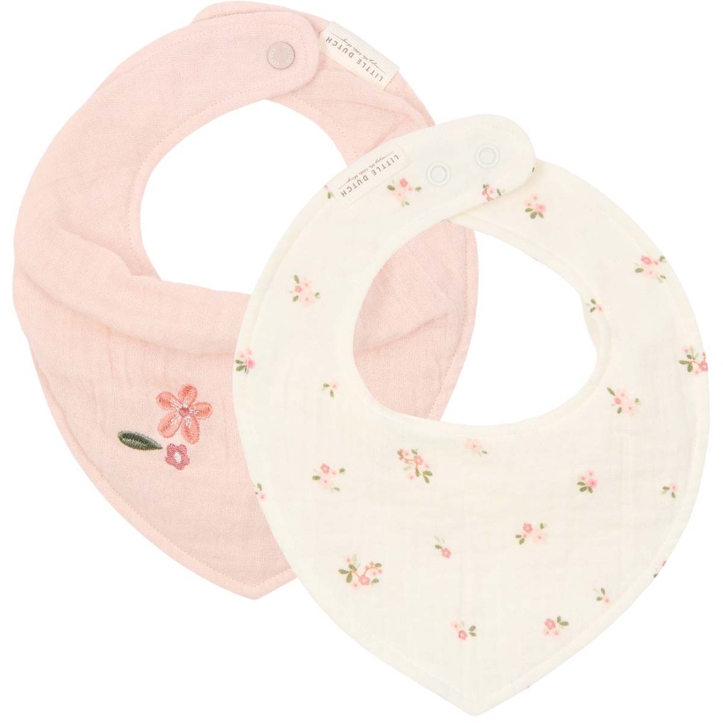 Little Dutch Bavoir bandana Fairy Blossom rose - 2 pièces