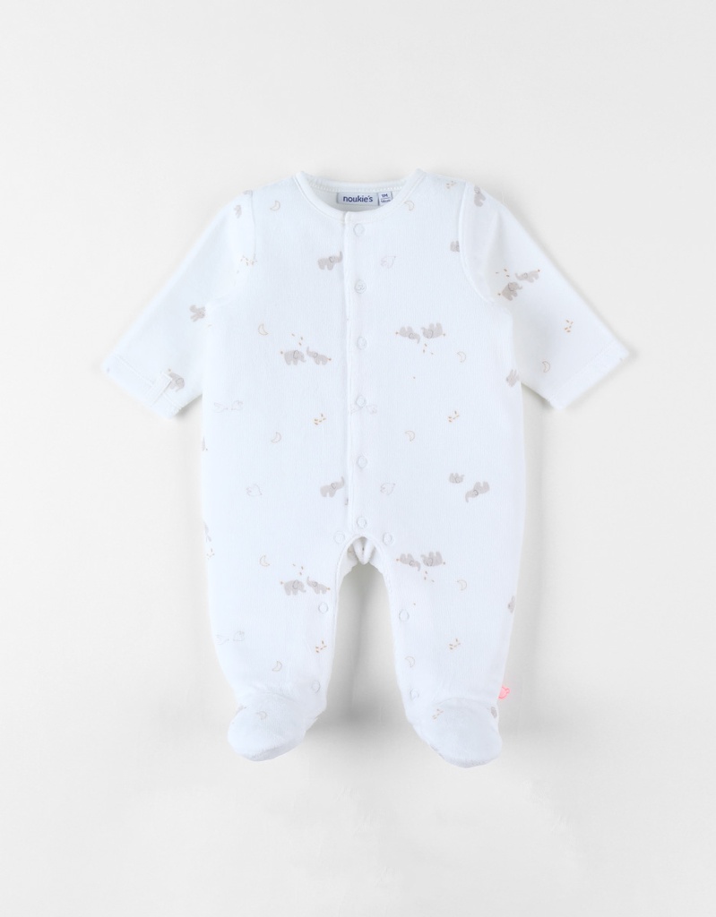 Noukie's Pyjama uit fluweel Bali & Moka wit