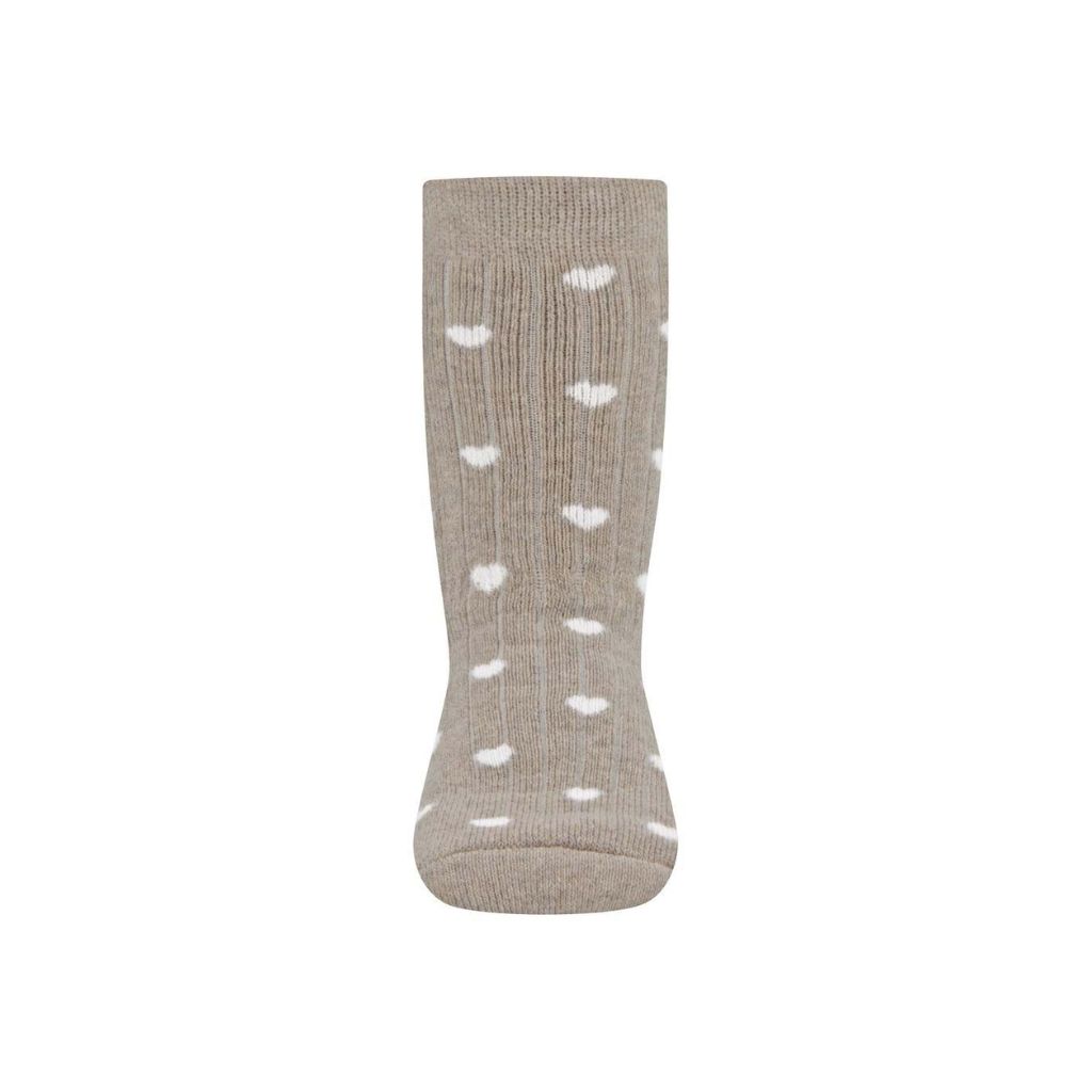 Ewers Paire de chaussettes antidérapantes Coeurs beige/brun