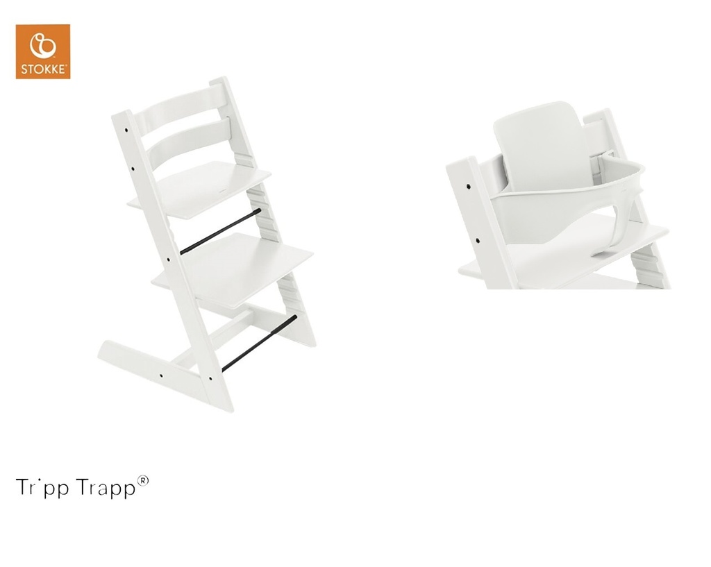 Stokke® Eetstoel Tripp Trapp® + beugel Baby Set² wit