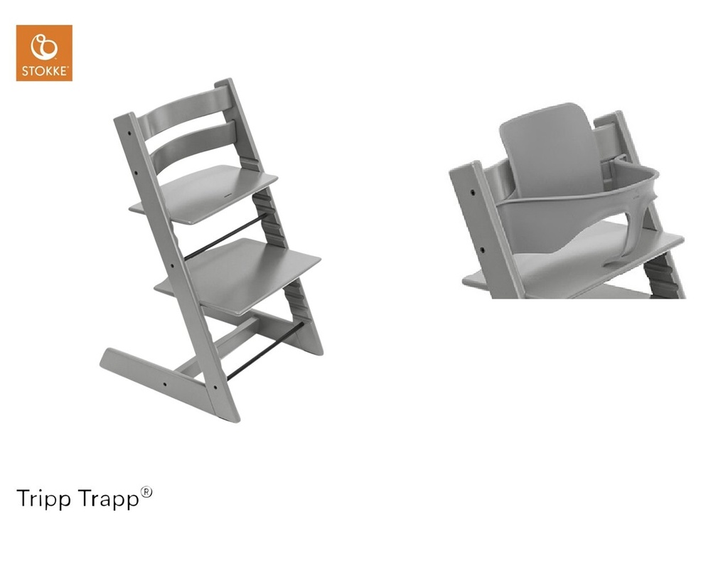 Stokke® Eetstoel Tripp Trapp® + beugel Baby Set² Storm Grey