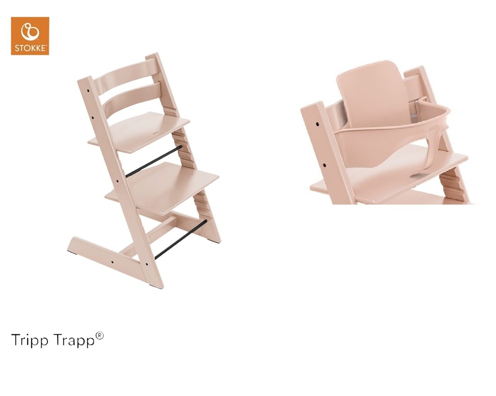 Stokke® Eetstoel Tripp Trapp® + beugel Baby Set² Serene Pink