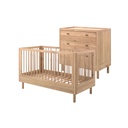 Jaxx Chambre de bébé 2 pièces (lit évolutif L 140 x Lg 70 cm + commode) Forrest Chêne