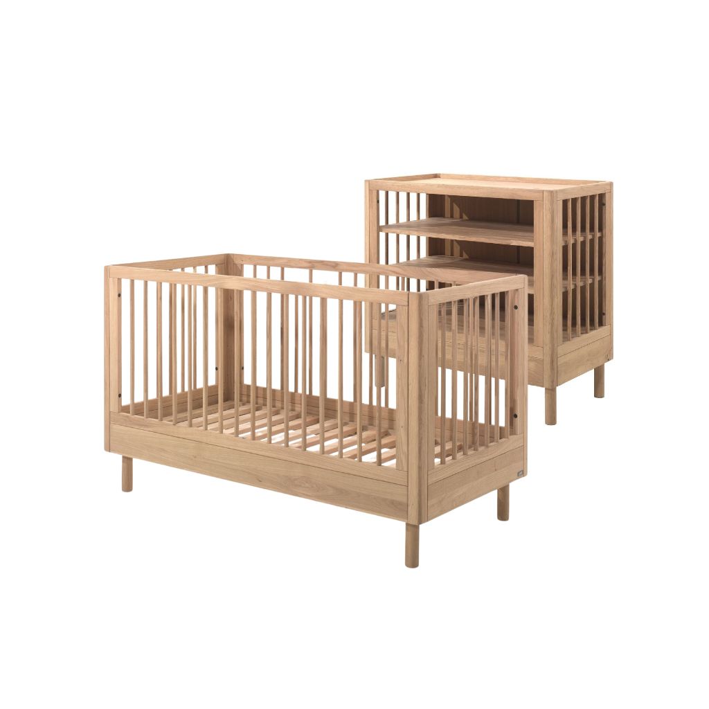 Jaxx Chambre de bébé 2 pièces (lit évolutif L 140 x Lg 70 cm + commode ouverte) Forrest Chêne