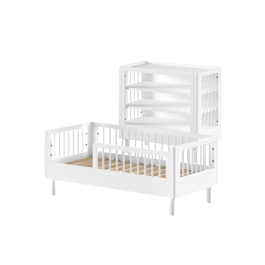 Jaxx 2-delige babykamer (Commode + peuterbed) Forrest Beuk wit