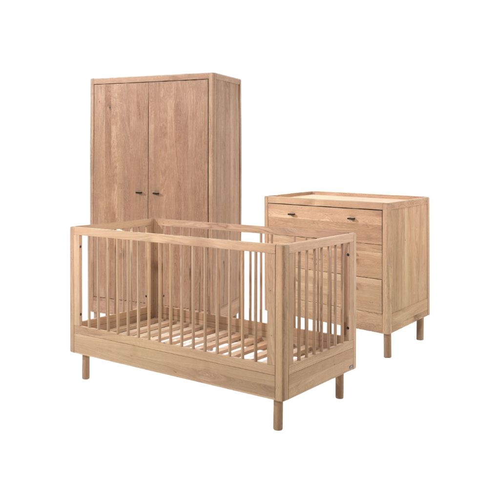 Jaxx 3-delige babykamer (Babybed + commode + kleerkast 2 deuren) Forrest Oak