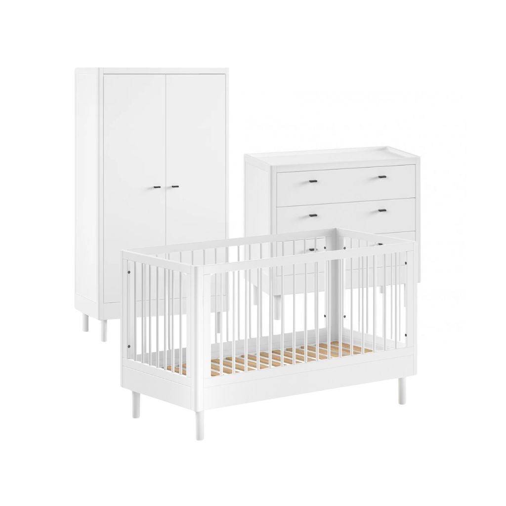 Jaxx 3-delige babykamer (Meegroeibed L 140 x B 70 cm + commode + kleerkast 2 deuren) Forrest Beech