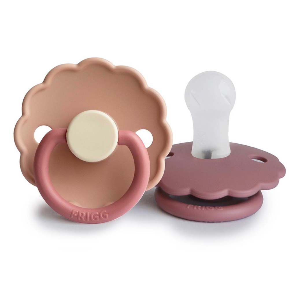 FRIGG Sucette + 0 mois Daisy silicone Peony/Cedar - 2 pièces