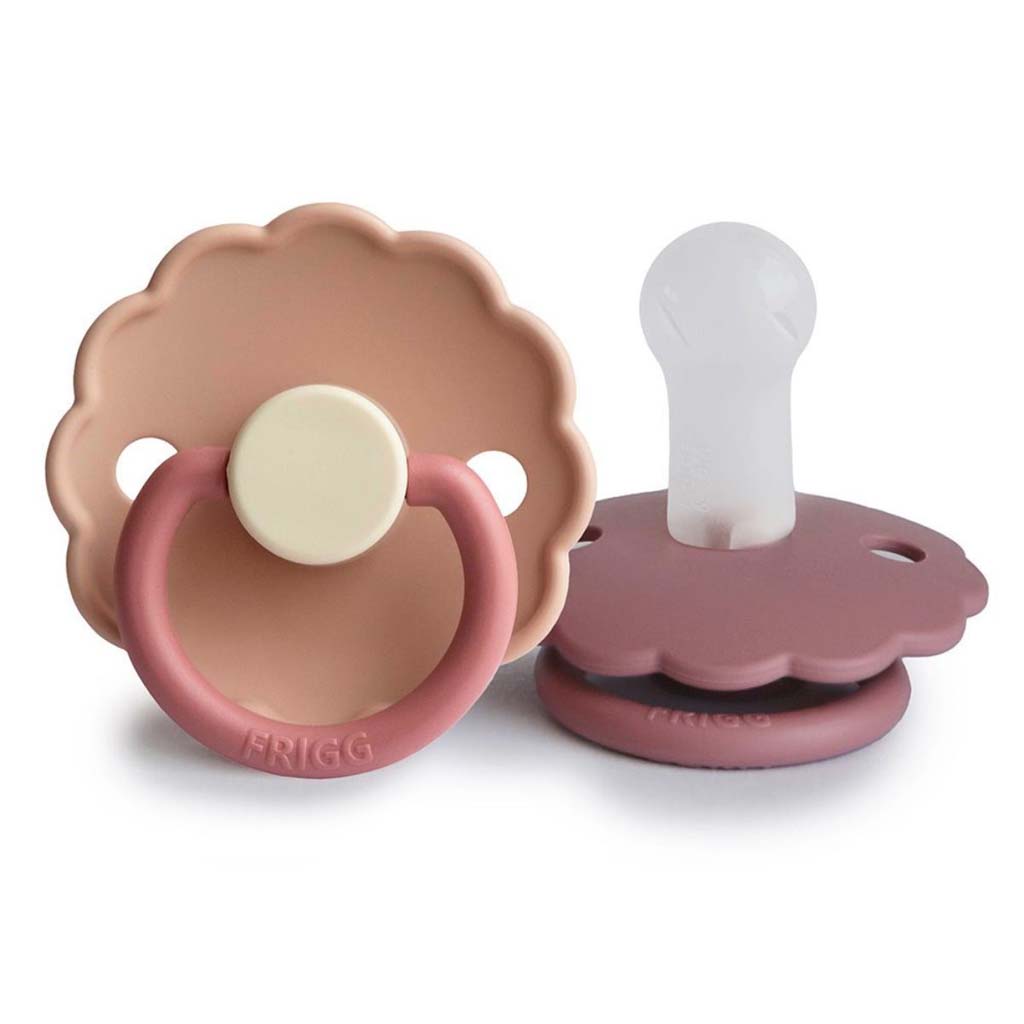 FRIGG Sucette + 6 mois Daisy silicone Peony/Cedar - 2 pièces