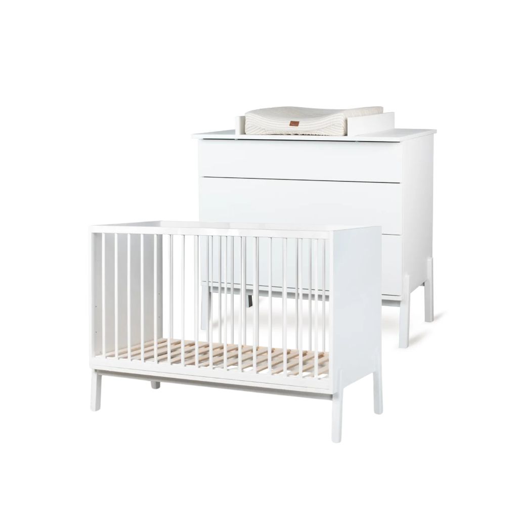 Quax 2-delige babykamer (bed L 120 x B 60 cm + commode met verlengstuk) Ashi Cream