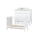 Quax Chambre de bébé 2 pièces (lit L 120 x Lg 60 cm + commode avec rallonge) Ashi Cream