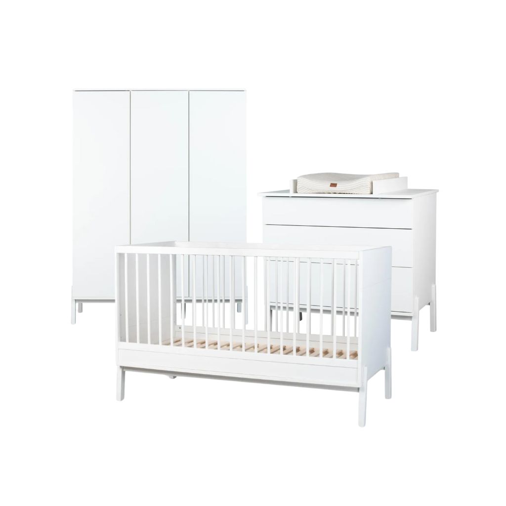 Quax 3-delige babykamer (meegroeibed L 140 x B 70 cm + commode met verlengstuk + kast met 3 deuren) Ashi Cream