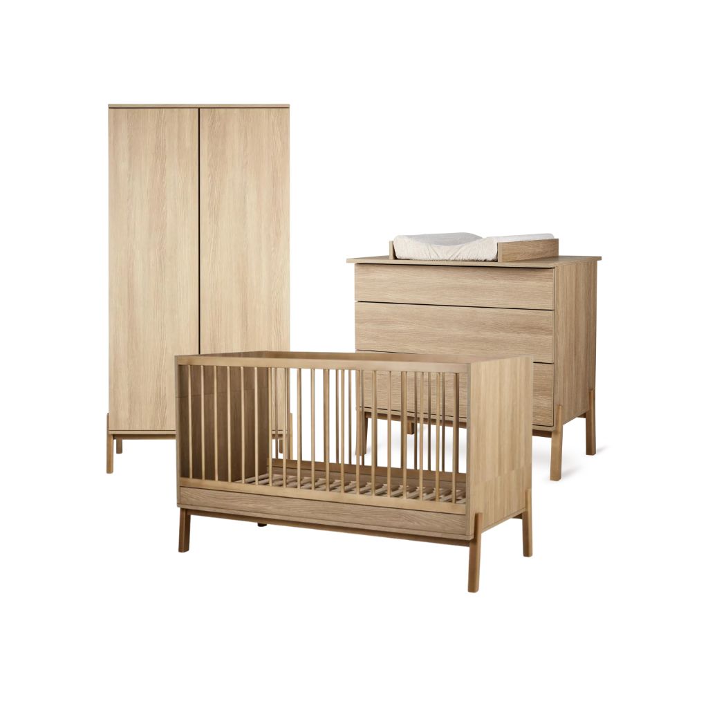 Quax 3-delige babykamer (meegroeibed L 140 x B 70 cm + commode met verlengstuk + kast met 2 deuren) Ashi Honey Ash