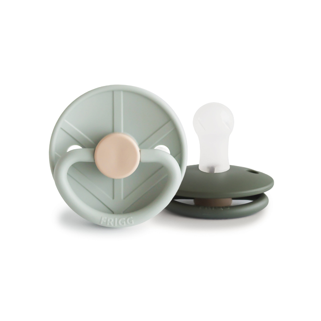 FRIGG Sucette + 0 mois Little Viking silicone Sage/Olive - 2 pièces