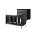 Pericles 2-delige babykamer (commode met verlengstuk + babybed L 120 x B 60 cm) Pure Black