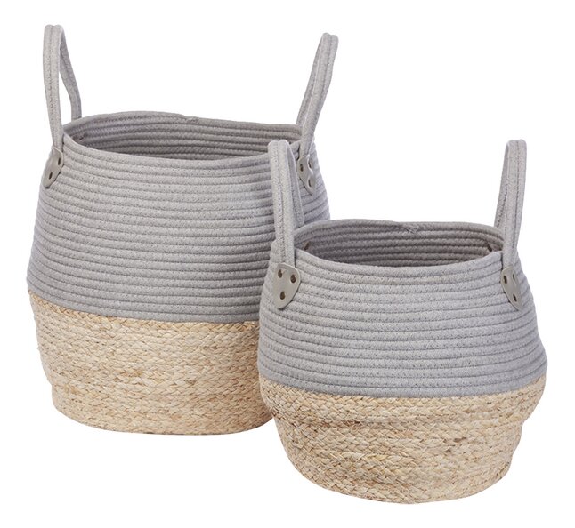 KidsDepot Panier de rangement Kori Grey/Natural - 2 pièces