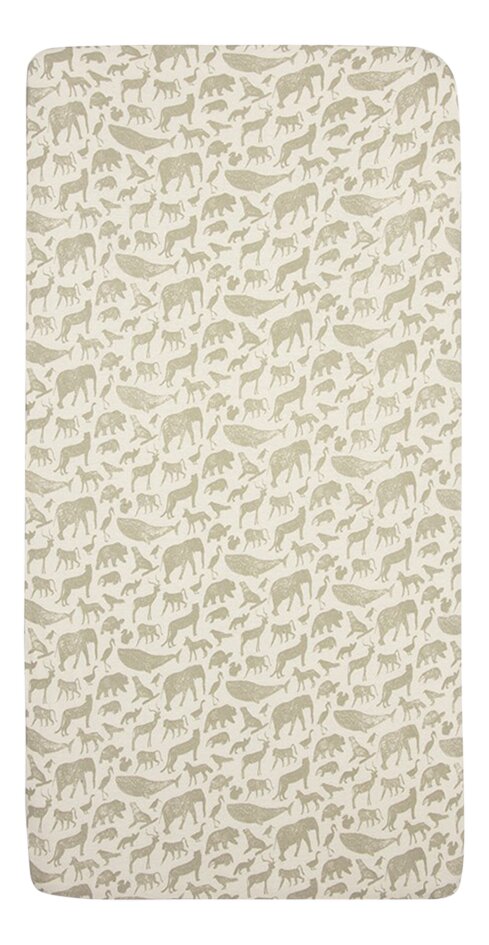 Jollein Drap-housse pour lit Animals Olive Green Lg 60 x L 120 cm