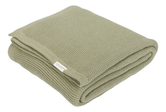 Little Dutch Couverture pour berceau ou parc Basic Knit Olive Green