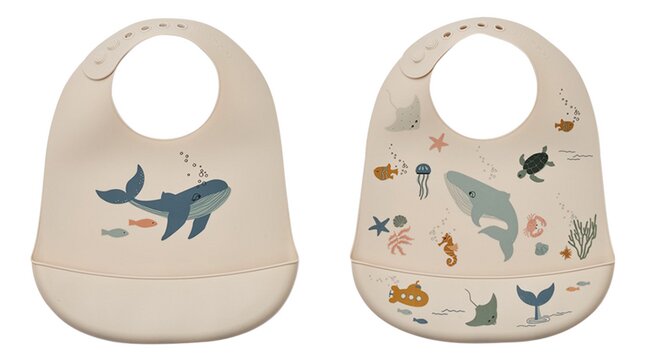 Liewood Bavoir Tilda Sea Creature beige - 2 pièces