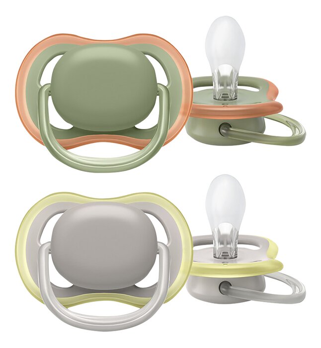 Philips AVENT Fopspeen + 6 maanden Ultra Air grijs/olijfgroen - 2 stuks