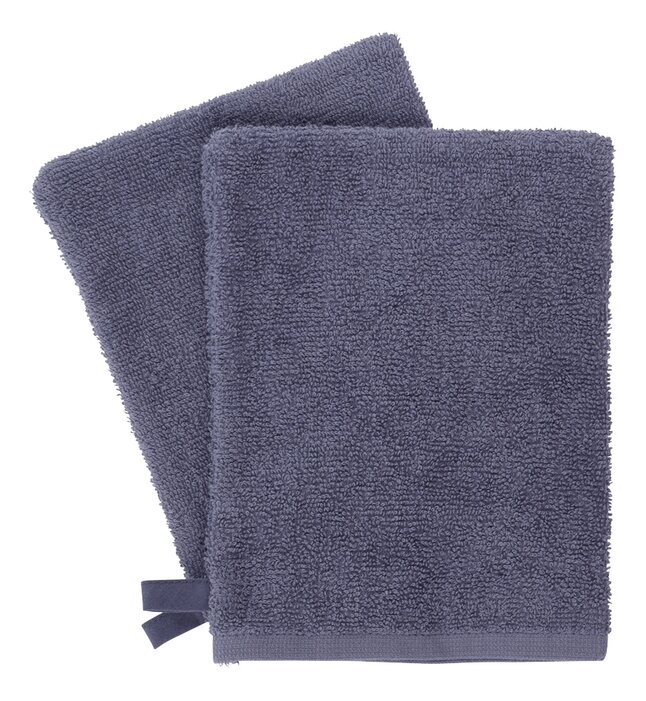 Dreambee Gant de toilette Essentials bleu gris foncé - 2 pièces