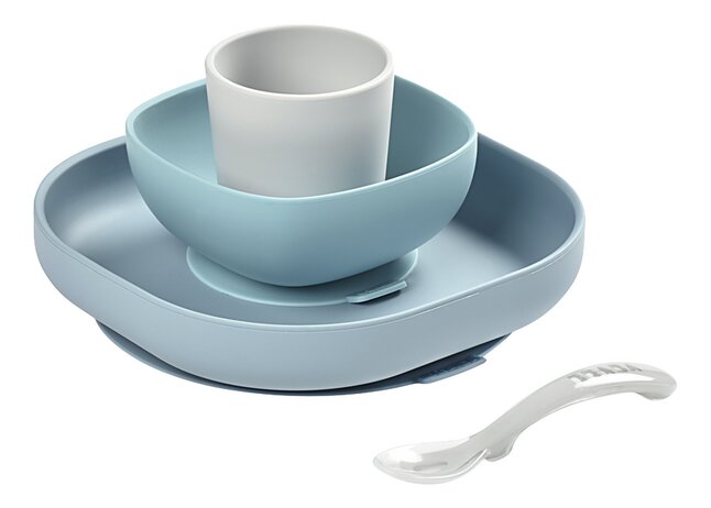 Béaba Set repas 4 pièces silicone Jungle bleu