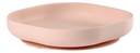 Béaba Assiette plate silicone avec ventouse rose