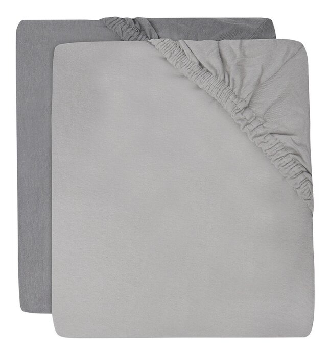 Jollein Hoeslaken voor bed Soft Grey/Storm Grey B 120 x L 60 cm - 2 stuks