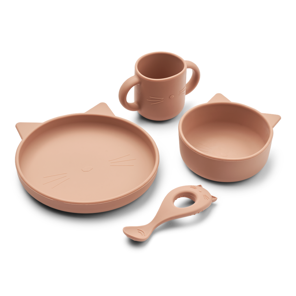 Liewood Set repas 4 pièces Vivi Cat Dark Rose