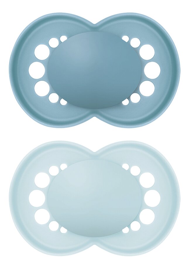 MAM Sucette + 6 mois Original Matt Plain Silicone bleu - 2 pièces