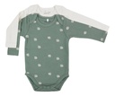 Dreambee Body met lange mouwen Flo ecru/groen - 2 stuks