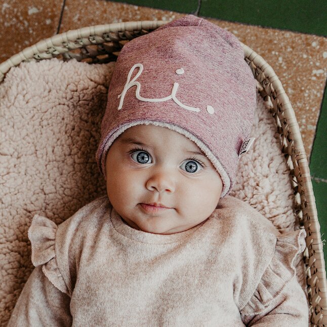 Aai Aai Bonnet Hiver beanie Hi rose 3 à 6 mois