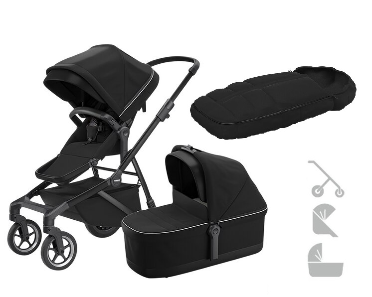 Thule 3-in-1 Kinderwagen Sleek + Gratis Voetenzak Midnight Black