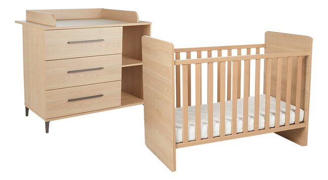 Transland Chambre de bébé 2 pièces (lit évolutif + commode) Niel