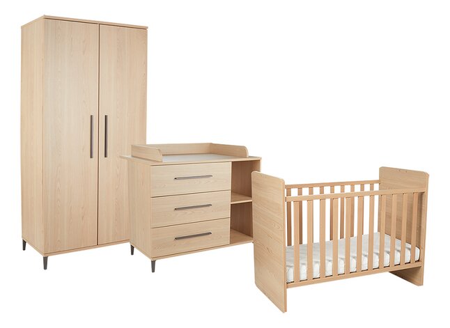 Transland 3-delige babykamer (meegroeibed + commode + kast met 2 deuren) Niel