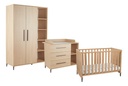 Transland Chambre de bébé 3 pièces (lit + commode + armoire 2 portes et étagères ouvertes) Niel