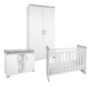 Transland 3-delige babykamer (meegroeibed + commode + kast met 2 deuren) Alisa wit
