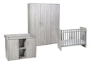 Transland Chambre de bébé 3 pièces (lit évolutif + commode + armoire 3 portes) Nolan