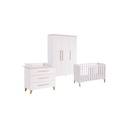 Transland 3-delige babykamer (bed + commode + kast met 3 deuren) Steffi wit
