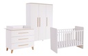 Transland 3-delige babykamer (meegroeibed + commode + kast met 3 deuren) Steffi wit
