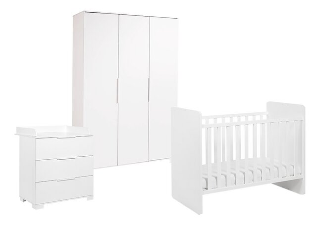 Transland Chambre de bébé 3 pièces (lit évolutif + commode + armoire 3 portes) Alix