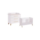 Transland Chambre de bébé 2 pièces (lit + commode) Steffi blanc