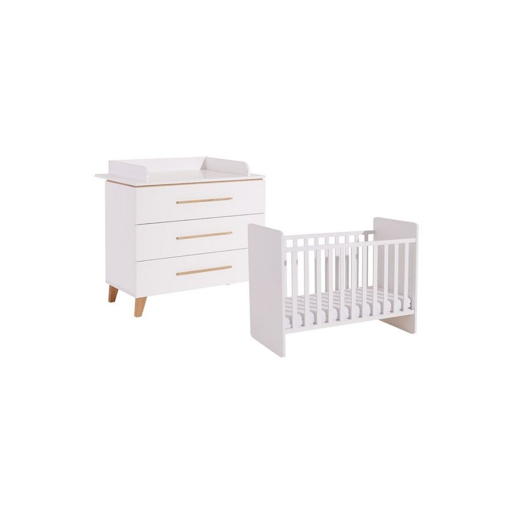 Transland 2-delige babykamer (meegroeibed + commode) Steffi wit
