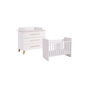 Transland Chambre de bébé 2 pièces (lit évolutif + commode) Steffi blanc
